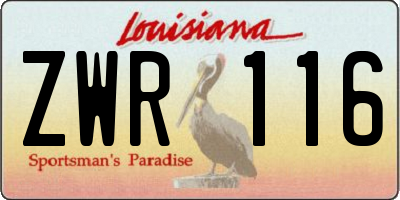 LA license plate ZWR116
