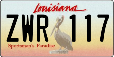 LA license plate ZWR117