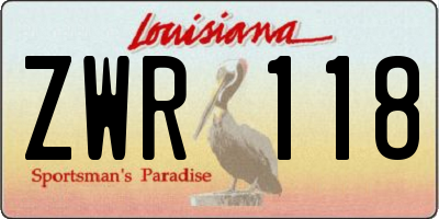 LA license plate ZWR118