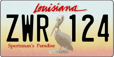 LA license plate ZWR124