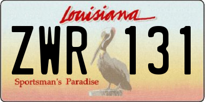LA license plate ZWR131