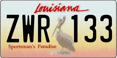 LA license plate ZWR133