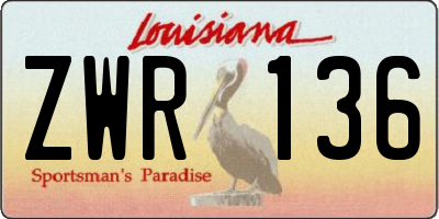 LA license plate ZWR136