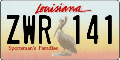 LA license plate ZWR141