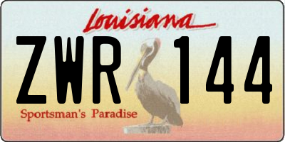 LA license plate ZWR144