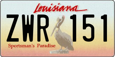LA license plate ZWR151