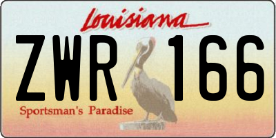 LA license plate ZWR166