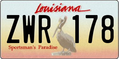 LA license plate ZWR178