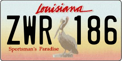 LA license plate ZWR186