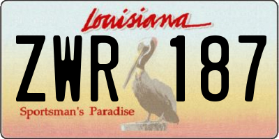 LA license plate ZWR187