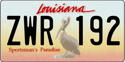 LA license plate ZWR192