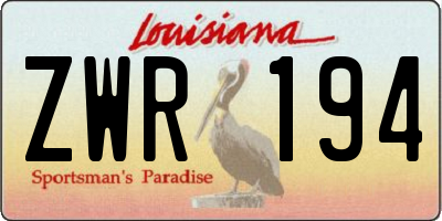 LA license plate ZWR194