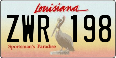 LA license plate ZWR198