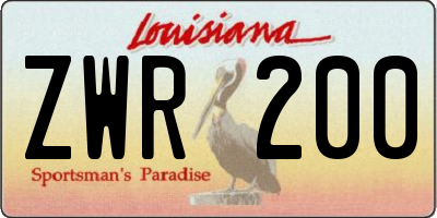 LA license plate ZWR200