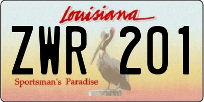 LA license plate ZWR201