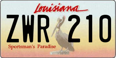 LA license plate ZWR210