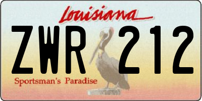 LA license plate ZWR212