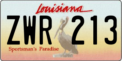 LA license plate ZWR213