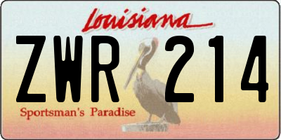 LA license plate ZWR214