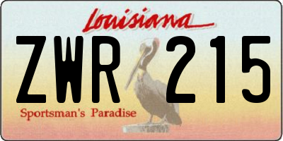 LA license plate ZWR215