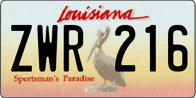 LA license plate ZWR216