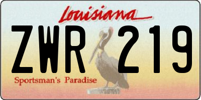 LA license plate ZWR219