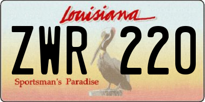 LA license plate ZWR220