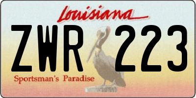 LA license plate ZWR223