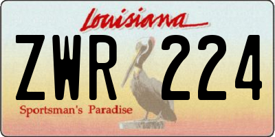 LA license plate ZWR224