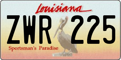 LA license plate ZWR225