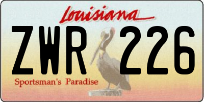 LA license plate ZWR226