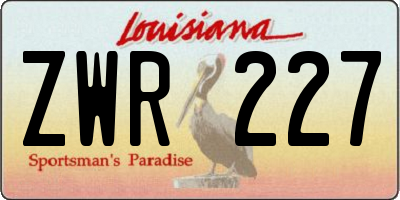 LA license plate ZWR227