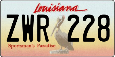 LA license plate ZWR228