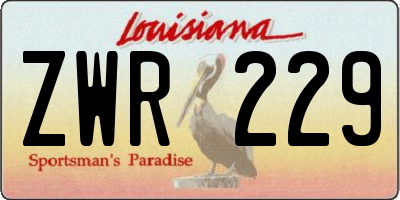 LA license plate ZWR229