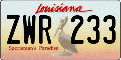 LA license plate ZWR233