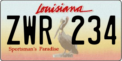 LA license plate ZWR234