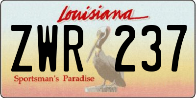 LA license plate ZWR237