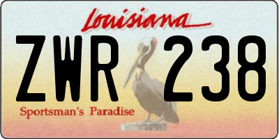 LA license plate ZWR238