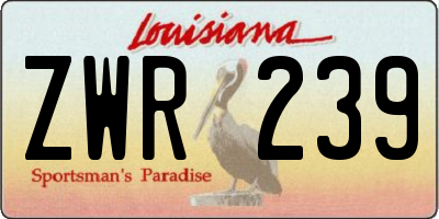 LA license plate ZWR239