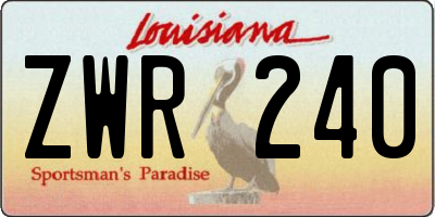 LA license plate ZWR240