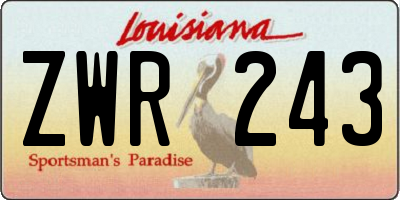 LA license plate ZWR243