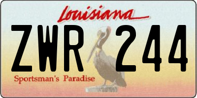 LA license plate ZWR244