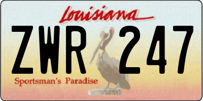 LA license plate ZWR247