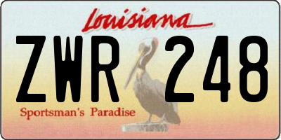 LA license plate ZWR248