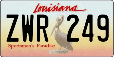 LA license plate ZWR249