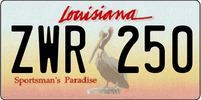 LA license plate ZWR250