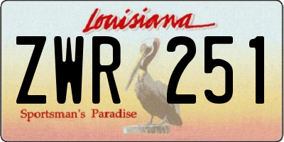 LA license plate ZWR251