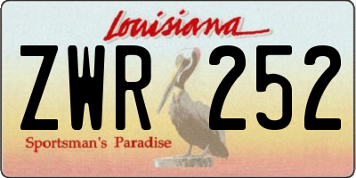 LA license plate ZWR252