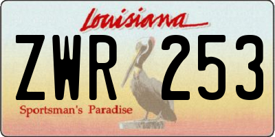 LA license plate ZWR253