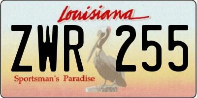 LA license plate ZWR255